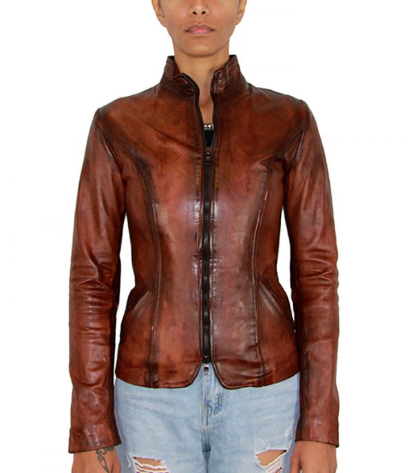 Maecia Lamb Leather Jacket